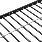 Modern Twin Over Full Metal Bunk Bed with Trundle and Dual Side Ladder, Black & Brown MDF and Metal Design, Easy Assembly
