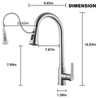 Stainless Steel High Arc Kitchen Faucet with Pull Down Sprayer in Brushed Nickel Finish