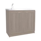 Utility Sink Cabinet 36' H, 2 Doors, 2 Shelves, White Oak - Kitchen