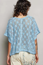 POL Crochet Lace Short Sleeve Top