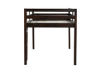 Solid Wooden, Rubber Wooden Twin Loft Bed with Ladder, Bed Platform of Strengthened Slats , Espresso