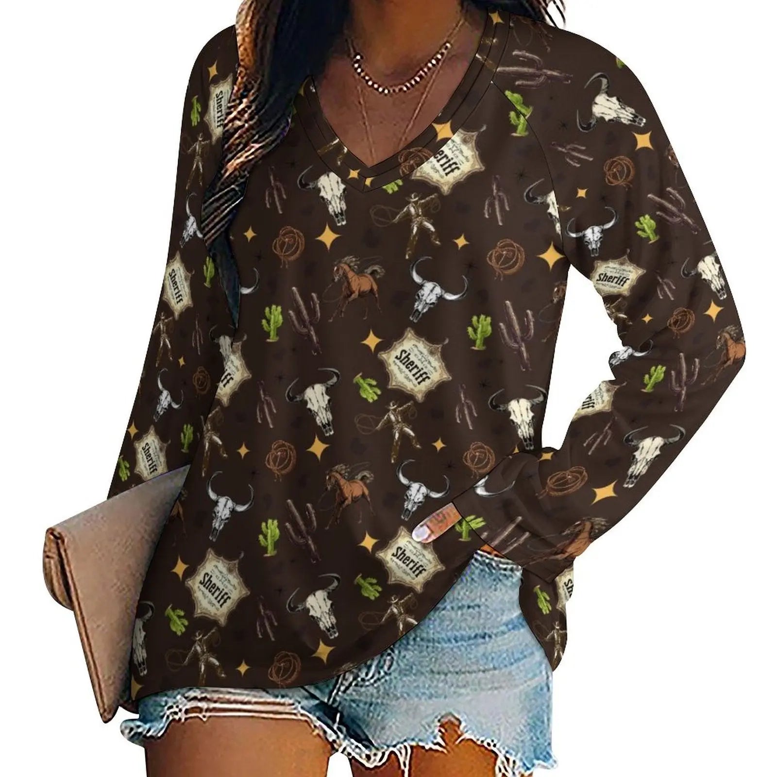 Baha Ranch Western Print Long Sleeve Tee Baha Ranch Western Wear