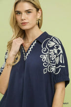 Umgee Floral Embroidered Sleeve Blouse