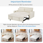 Modern Convertible Pull-out Sofa Bed with USB Ports and Pillows, Beige Corduroy, 57.48 inches