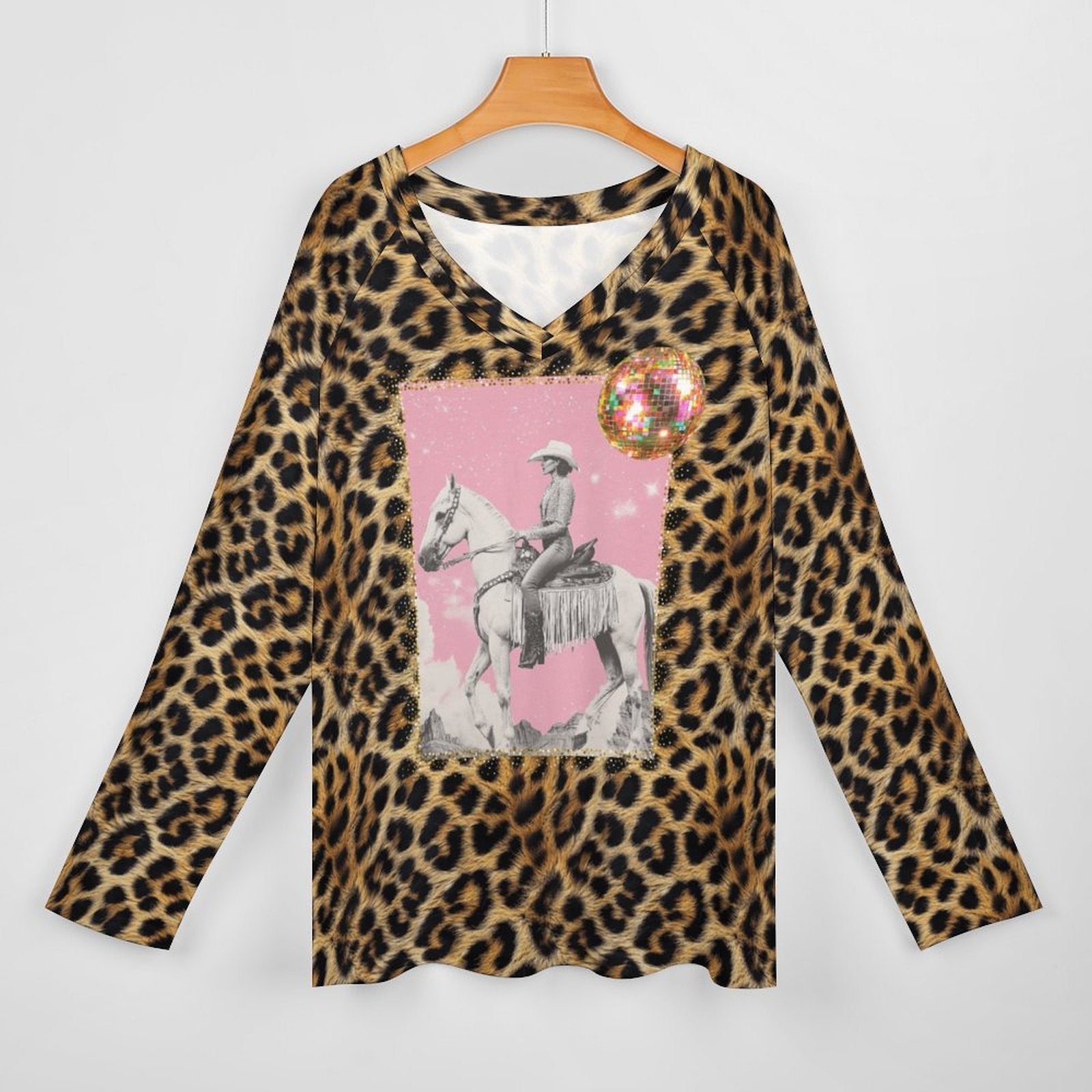 Baha Ranch Retro Pop Western Leopard Cowgirl Long Sleeve Top Baha Ranch Western Wear