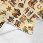 Baha Ranch Vintage Cowboy Collage Ultra-Soft Micro Fleece Blanket 60" x 80" Made in America Baha Ranch Western Wear