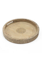 Round Mango Wood Serving Tray - 18' Rustic Brown Design for Stylish Entertaining