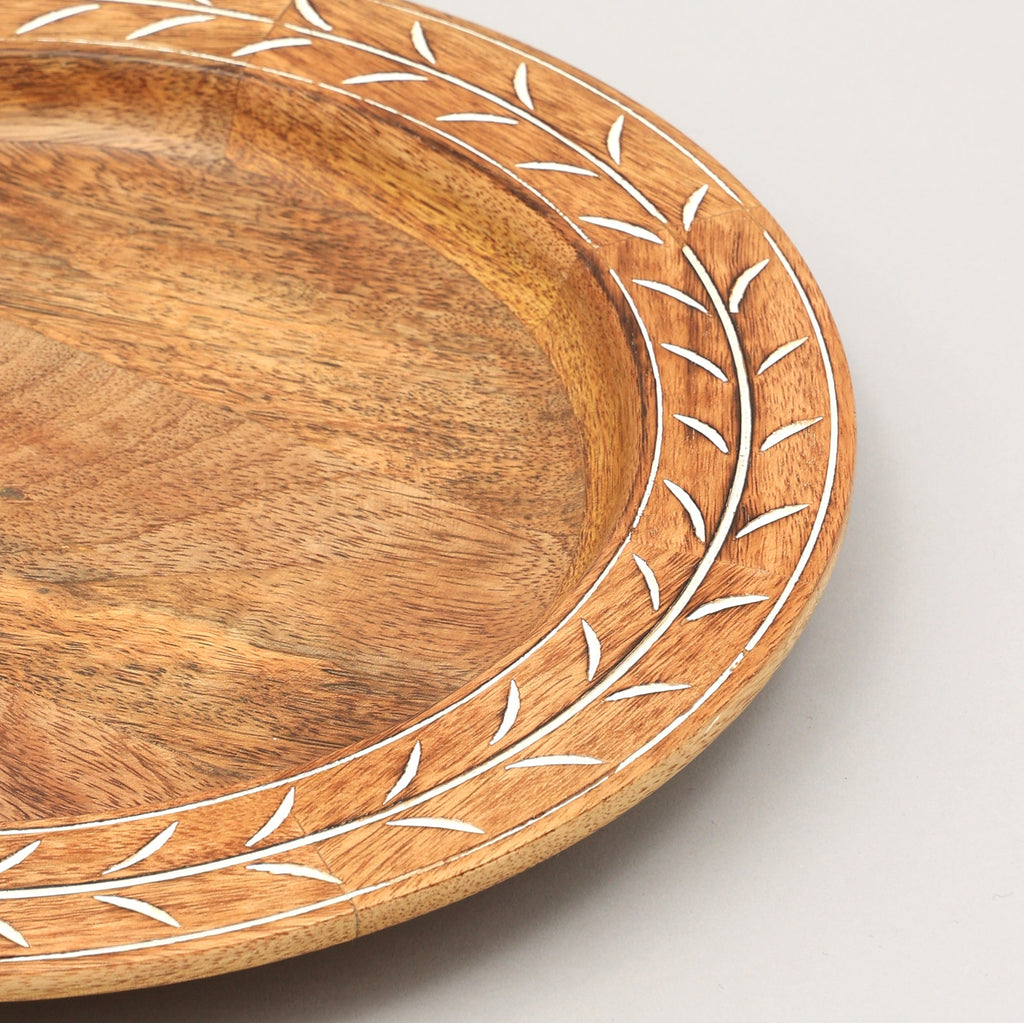 Handcrafted 13' Wood Charger Plate Wooden Dinning Placemat Artisan Wood Tableware