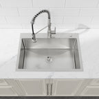 Stainless Steel Kitchen Sink, 27″x19″ Single Bowl, Overmount Handmade Sink in Dark Gray, with US Standard Drain and Hook
