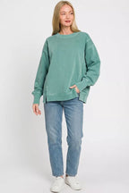 Zenana Pigment Dye Exposed-seam Fleece Sweatshirt