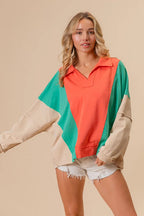 BiBi Colorblock Exposed Seam French Terry Sweatshirt