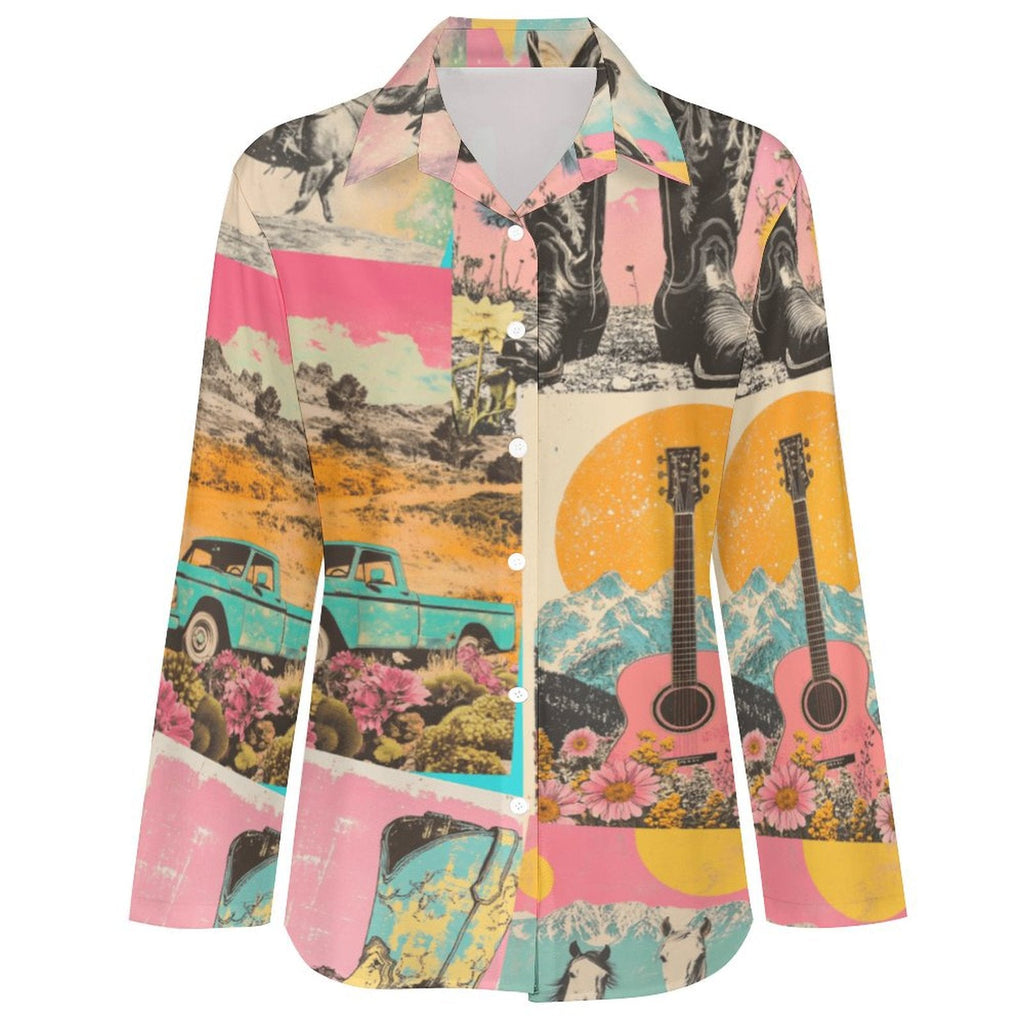 Baha Ranch Pop Western Wanted Button Up Blouse Baha Ranch Western Wear