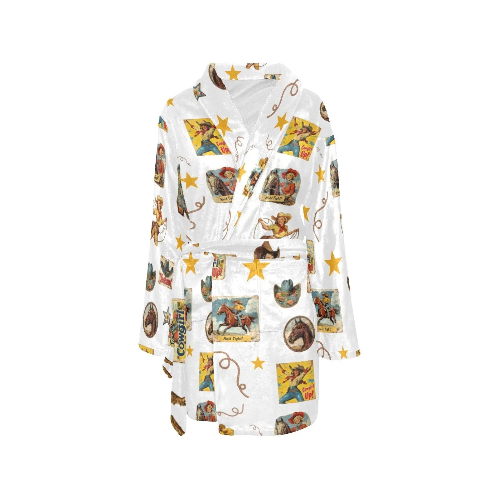 Baha Ranch Vintage Cowgirl Collage Women's Western Bath Robe Baha Ranch Western Wear