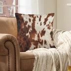Brown Cow Hide Print Velvety Soft Throw Pillow Case Made in America Baha Ranch Western Wear