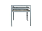 Solid Wooden, Rubber Wooden Twin Loft Bed with Ladder, Bed Platform of Strengthened Slats , Grey