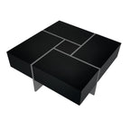 ON-TREND Unique Design Coffee Table with 4 Hidden Storage Compartments, Square Cocktail Table with Extendable Sliding Tabletop, UV High-gloss Design Center Table for Living Room, 31.5'x 31.5'