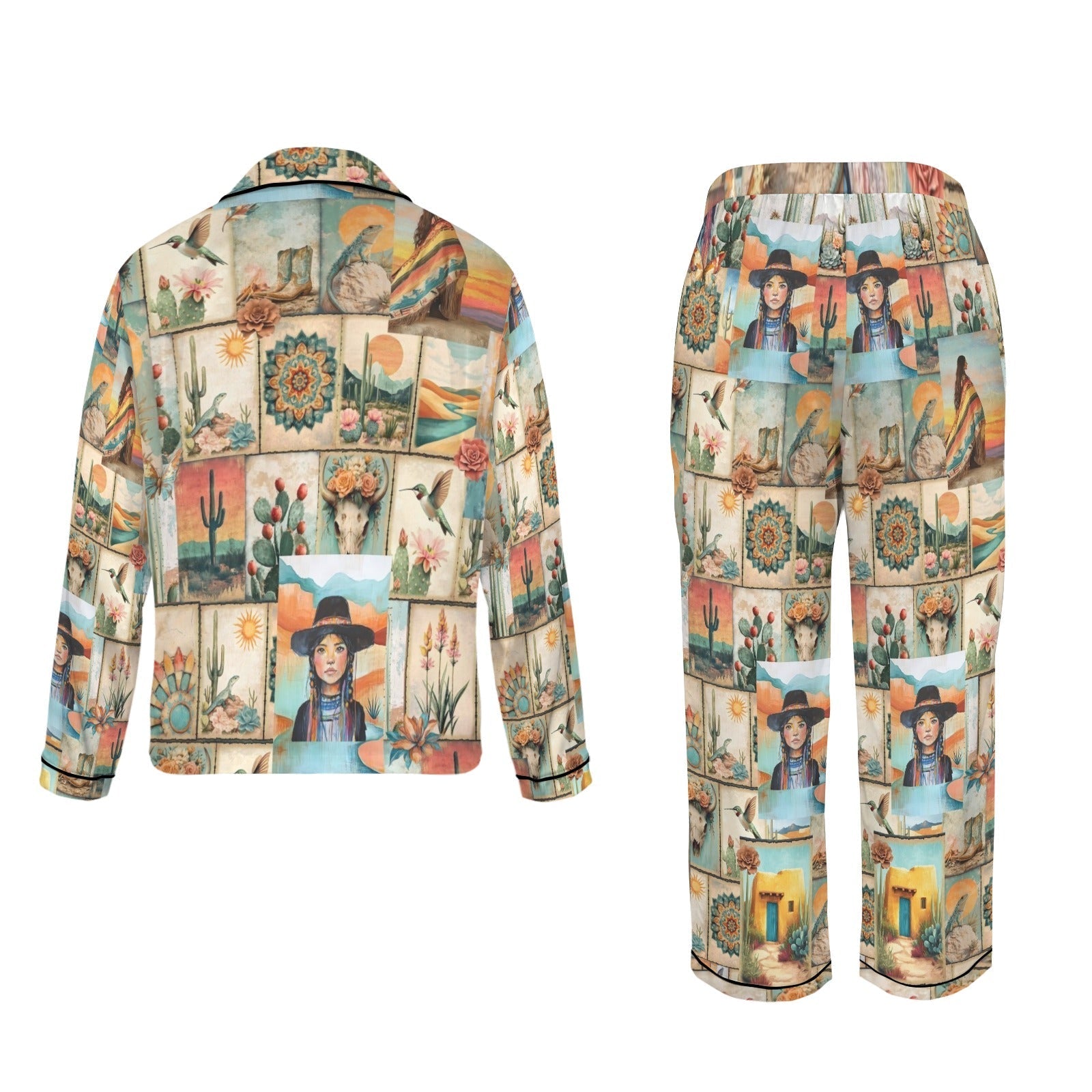 Baha Ranch Colores de Mexico Pictures of the Southwest Satin Pajamas Baha Ranch Western Wear