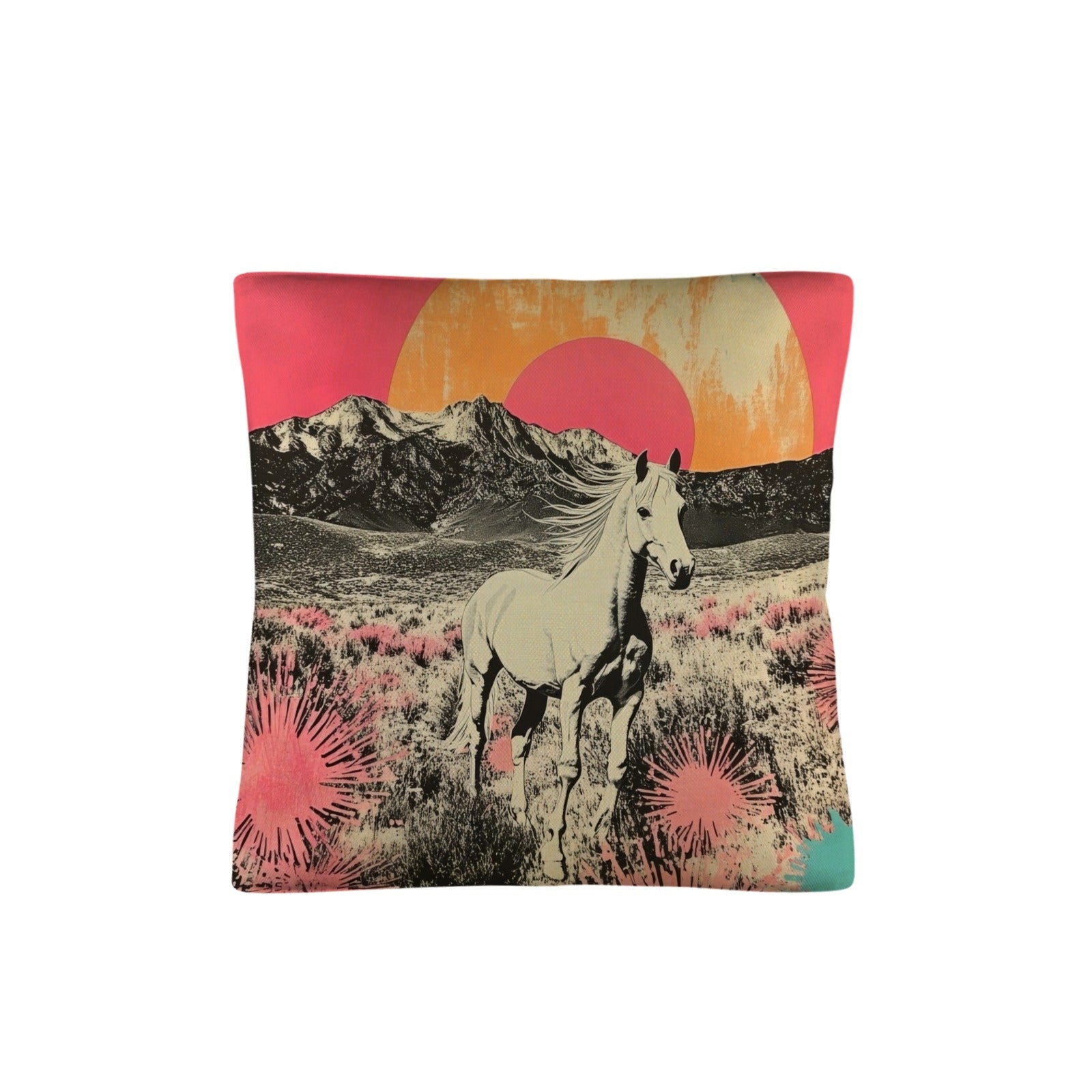 Baha Ranch Retro Pop Western Albino Steed Pillow Case Made in America Baha Ranch Western Wear