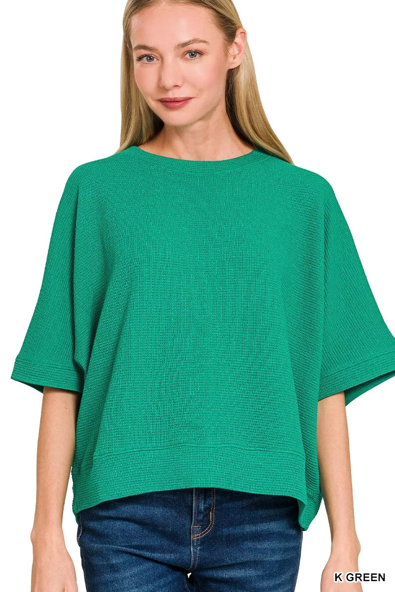 Zenana Double Knit Banded Bottom Short Sleeve Top
