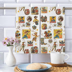 Vintage Cowgirl Collage Dish Towels Set of 2 Made in America Baha Ranch Western Wear