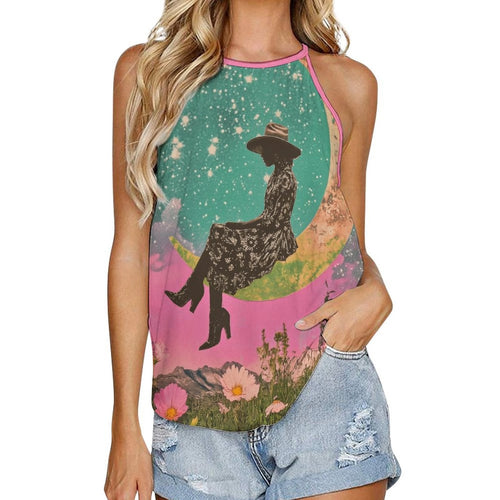 Baha Ranch Cowgirl on the Moon Retro Pop Western Tank Top Baha Ranch Western Wear