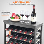 42 Bottle 7-Tier Modular Wine Rack Bamboo Wood Display Shelf with TableTop