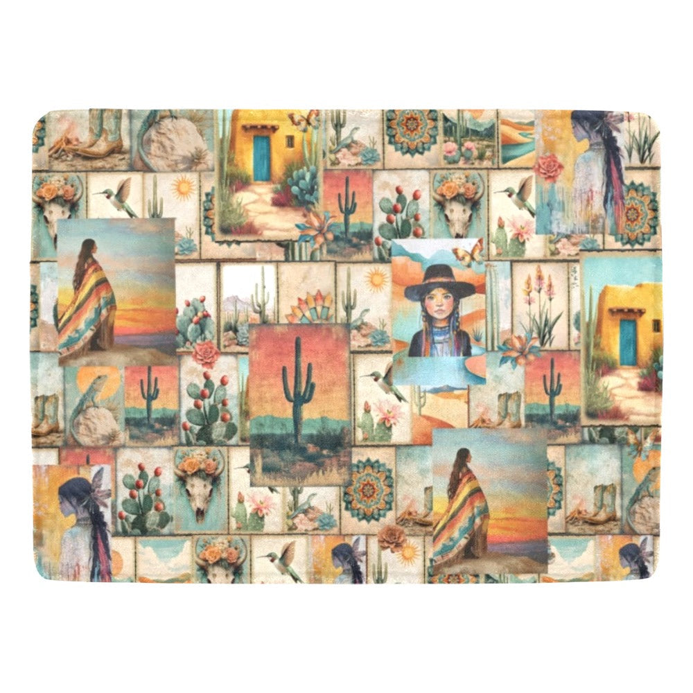 Baha Ranch Colores De Mexico Pictures of the Southwest 60" x 80" Throw Blanket Made In America Baha Ranch Western Wear