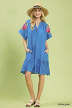 Umgee Embroidered Shoulder Dress
