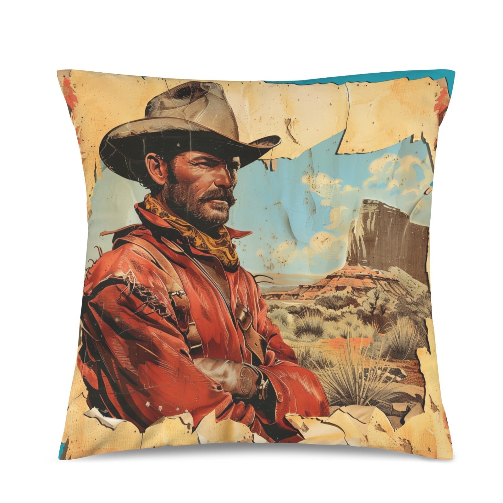 Rugged Cowboy Velvety Soft Pillow Case Made in America Baha Ranch Western Wear