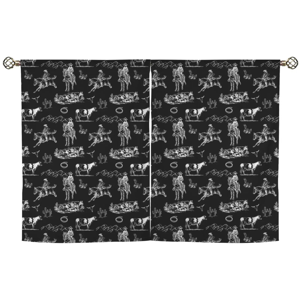 Ranch Life Window Curtains 28"x40" (2-Piece) Made in America Baha Ranch Western Wear