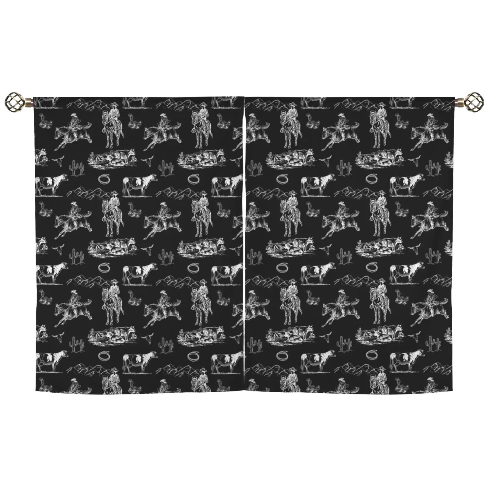 Ranch Life Window Curtains 28"x40" (2-Piece) Made in America Baha Ranch Western Wear