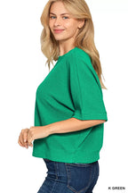 Zenana Double Knit Banded Bottom Short Sleeve Top