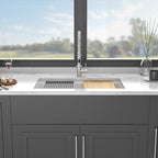 Quartz Kitchen Sink - 32' x 19' White Granite Composite Workstation Undermount Kitchen Sink