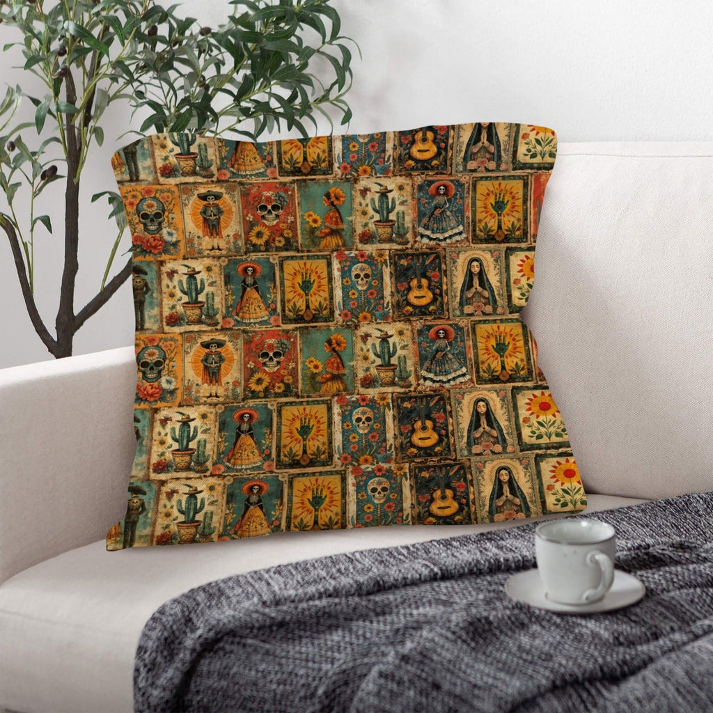 Colores de Mexico Dia de los Muertes Pillow Case Made in America Baha Ranch Western Wear