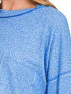 Zenana Soft Melange Hacci Round-Neck Long Sleeve T-Shirt