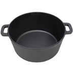 2 in 1 Pre-Seasoned Cast Iron Dutch Oven With Dual Handles, Outdoor Camping Deep Pot for Camping Fireplace Cooking BBQ Baking Campfire, 5 Quart.With 2pcs Silicone Handel Covers.