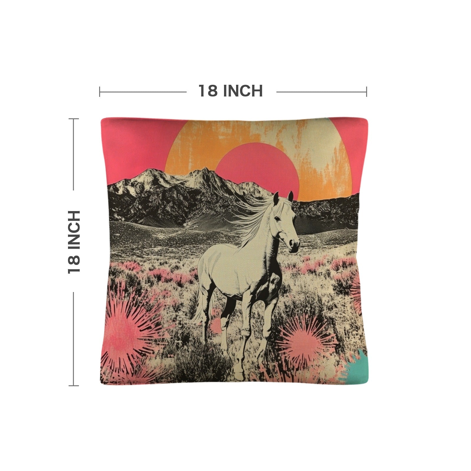 Baha Ranch Retro Pop Western Albino Steed Pillow Case Made in America Baha Ranch Western Wear