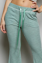 POL Drawstring Textured Ribbed Knit Pants