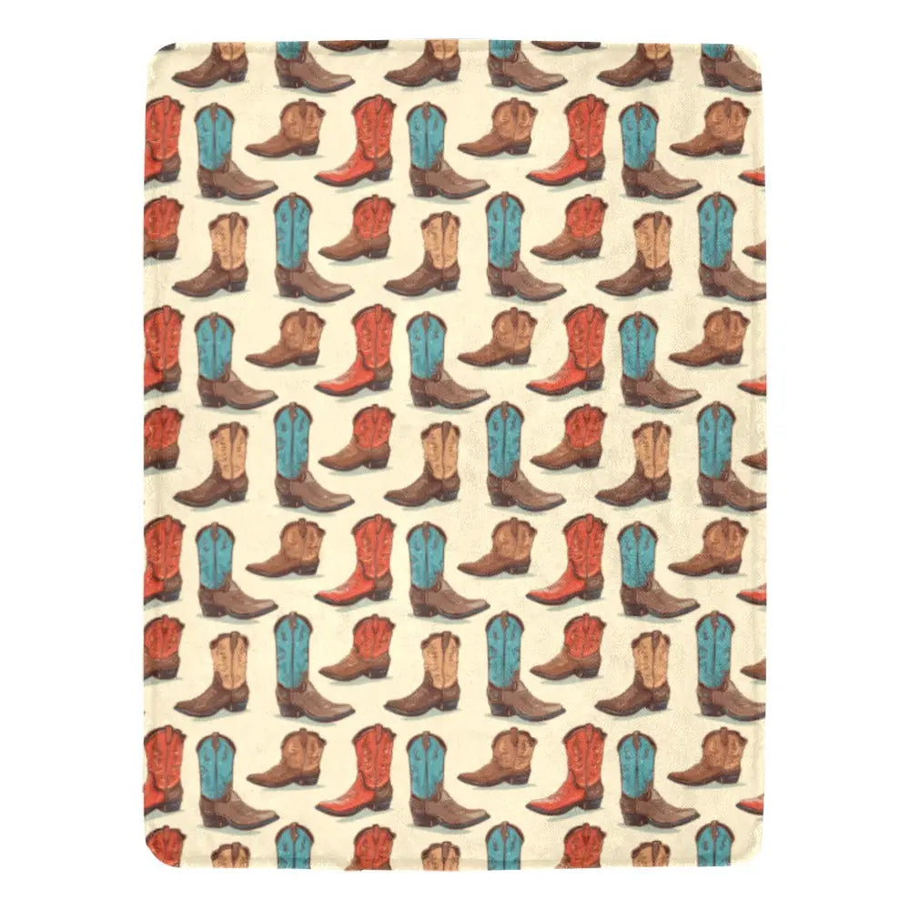 Got My Boots Western Micro Fleece Throw Blanket 60" x 80" Made in America Baha Ranch Western Wear