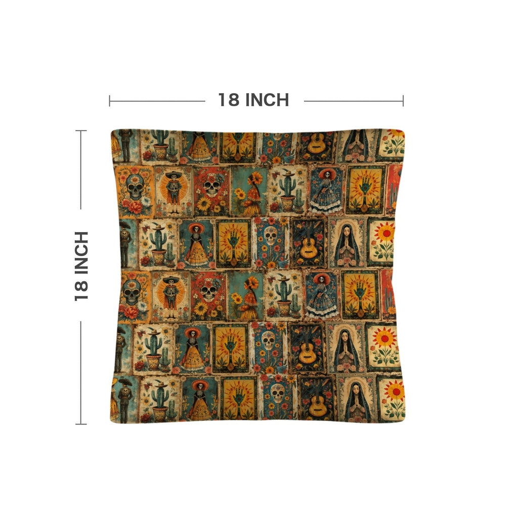 Colores de Mexico Dia de los Muertes Pillow Case Made in America Baha Ranch Western Wear