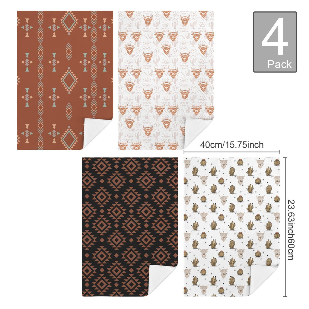 Baha Ranch Highlands Southwest Set of 4 Kitchen Dish Towels Made in America Baha Ranch Western Wear