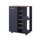 Carefree bar cabinet, bottle racks, double side shelves, modern design in Kronos Ash and Kronos Blue.