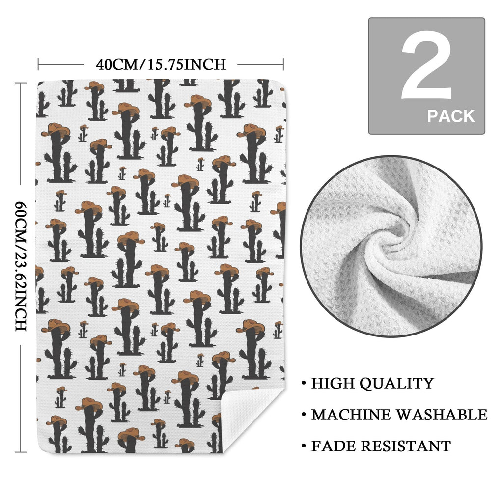Cowboy Cactus Set of 2 Kitchen Dish Towels Made in America Baha Ranch Western Wear