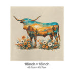 Baha Ranch Velvety Soft Painted Longhorn Pillow Cover Made in America Baha Ranch Western Wear