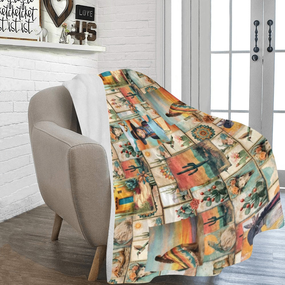 Baha Ranch Colores De Mexico Pictures of the Southwest 60" x 80" Throw Blanket Made In America Baha Ranch Western Wear