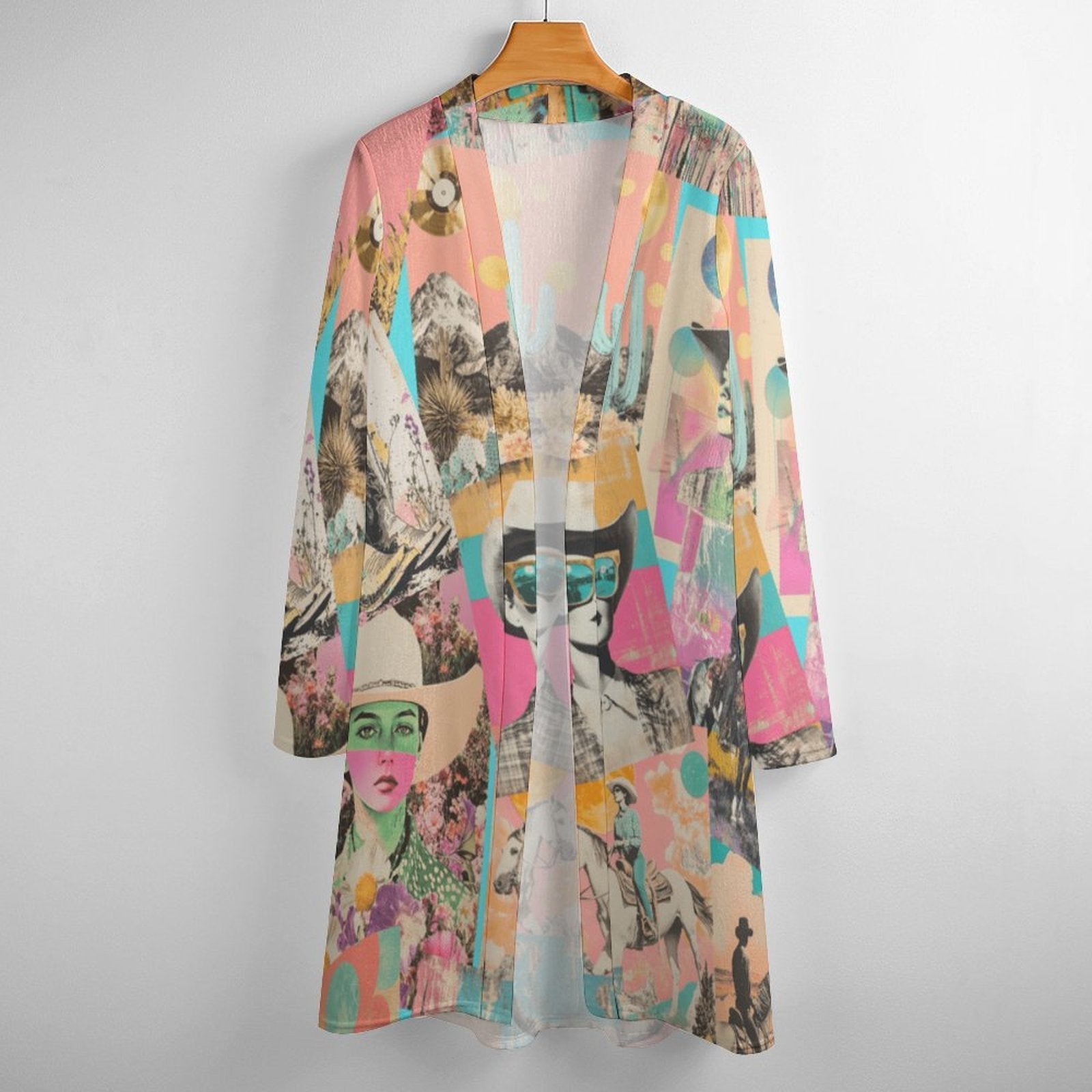 Baha Ranch Retro Pop Western Collage Lightweight Cardigan Baha Ranch Western Wear