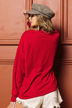 BiBi Merry Glitter Christmas Drop Shoulder Top