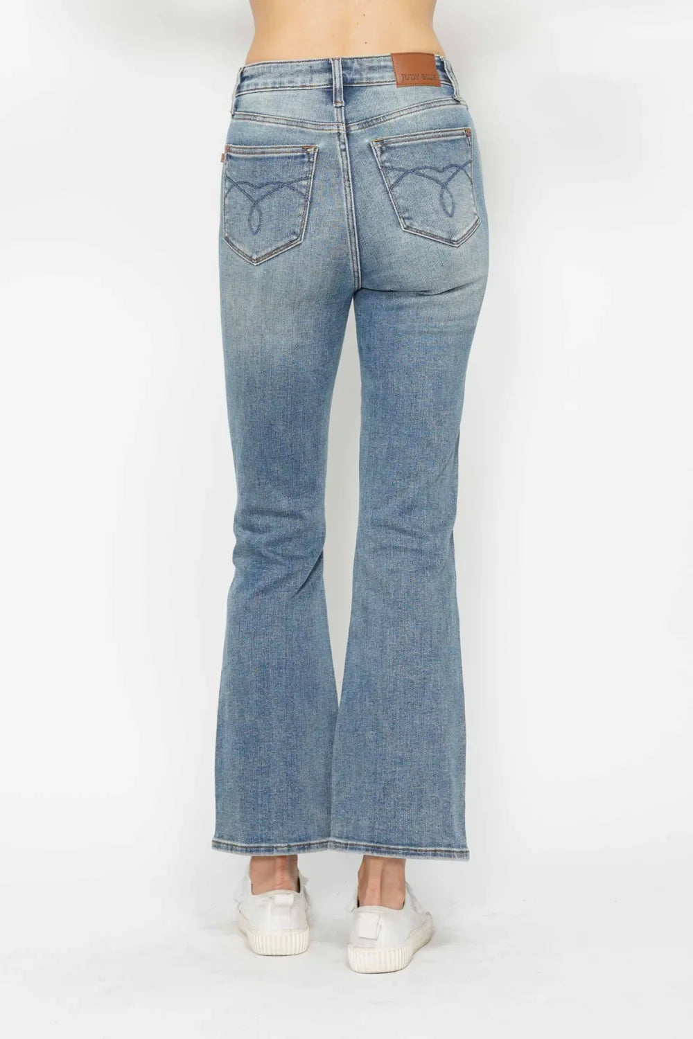 Judy Blue Full Size Tummy Control Back Embroidered Pocketed Bootcut Jeans Plus Size