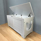 39.4' Top open Cat Litter Box Enclosure Furniture, Cat Washroom, Hidden Litter Box Cover, Cabinet for Large Cat, Dog Proof Cat Litter Boxes, Hideaway Litter Box, Cat House, White