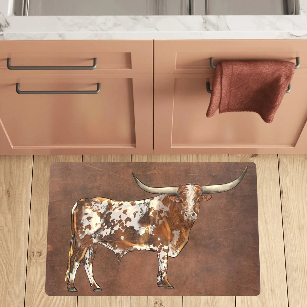 Longhorn Western Kitchen Floor Mat 32" x 20" Made in America Baha Ranch Western Wear